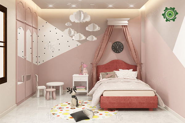 Phòng ngủ màu hồng Pastel