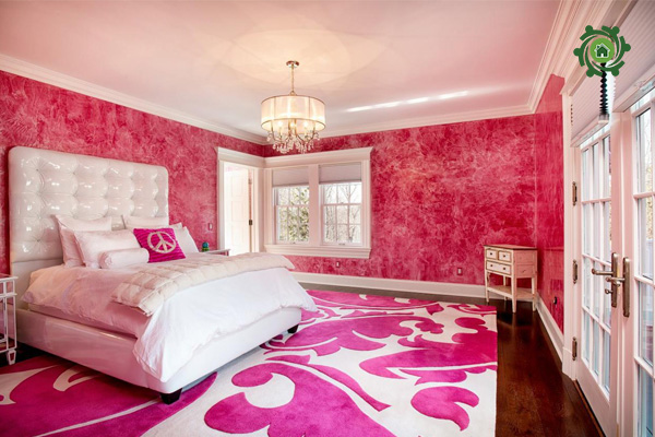 Phòng ngủ với màu hồng đậm