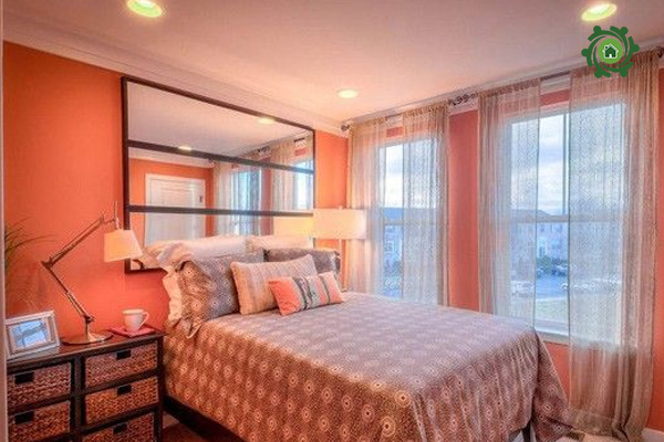 Phòng ngủ với màu hồng cam