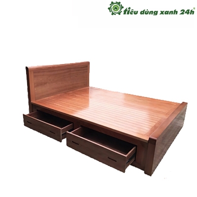 Giường gỗ xoan đào ngăn kéo - G01