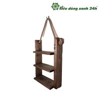 Kệ gỗ treo tường 3 ngăn có dây treo